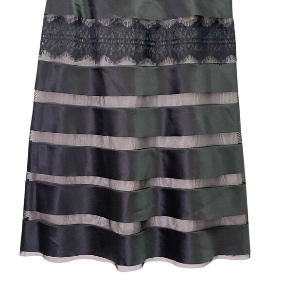 NWT JS Collections Black Nude Lace Illusion Midi Dress Sheer Stripe Size 6 NEW - Picture 5 of 13